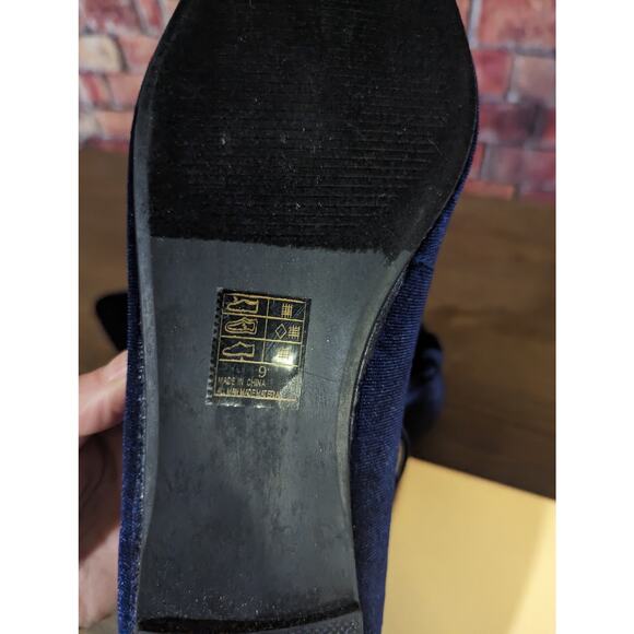 NWT YOKI Flats Velvet Lace Up Navy size 9 - Picture 5 of 6